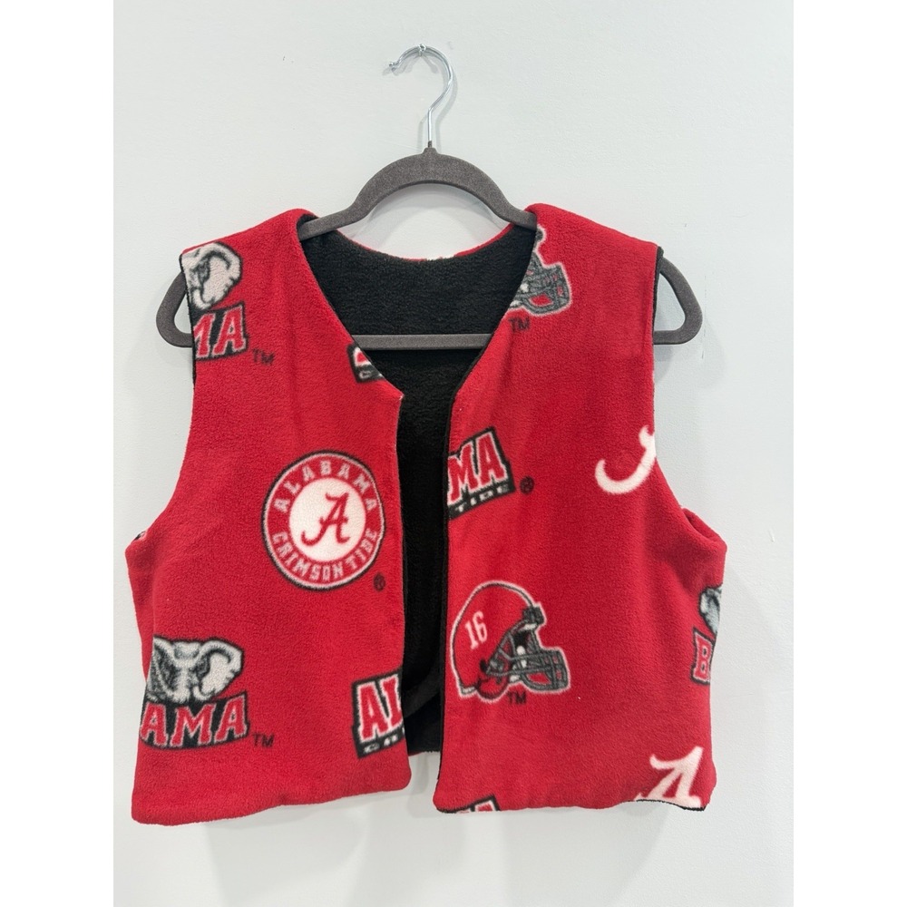Handmade Alabama Crimson Tide Fleece Vest Large University Football Fanwear